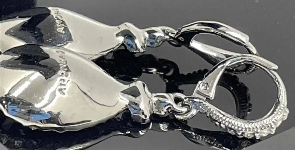 Givenchy Crystal Teardrop Dangle Earrings Silver Tone Rhinestone Leverback Authe